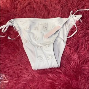 Victorias Secret Cheeky Swim Bikini Bottom Large White With Floral Pattern‎